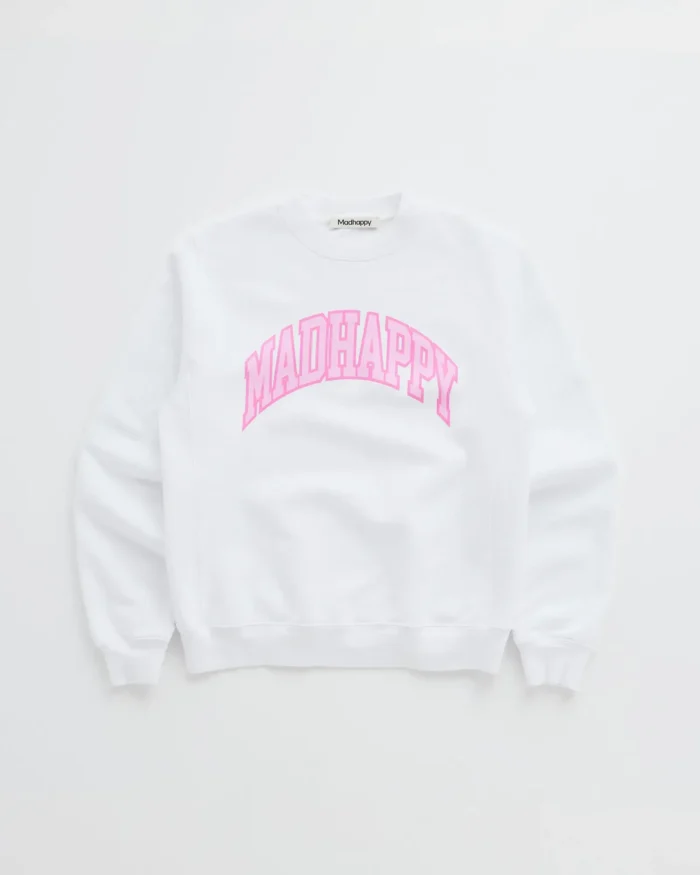 Madhappy White Campus Fleece Crewneck